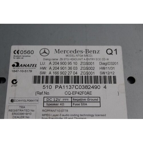 Mercedes W204 C180CGI Coupe CD Wechsler DVD Comand NTG 4.5 Navigation 2049009510